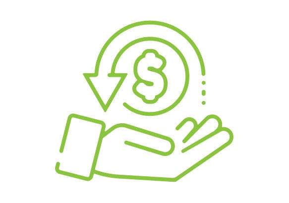 Main avec argent signer au-dessus signifiant rabais et incitations