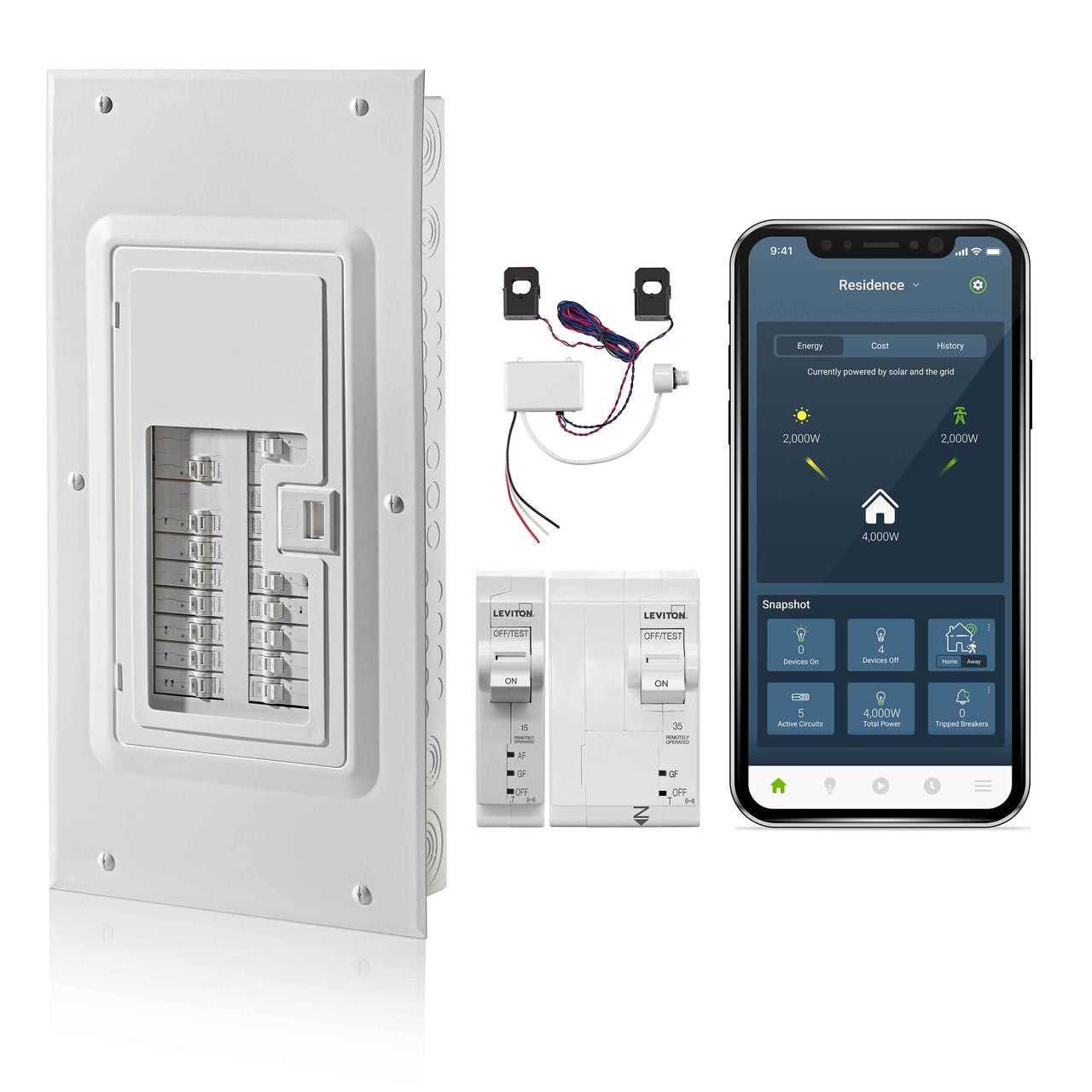 Intelligent Disjoncteurs, panneau, LWHEM, et Mon Leviton Charger Centre App Écran